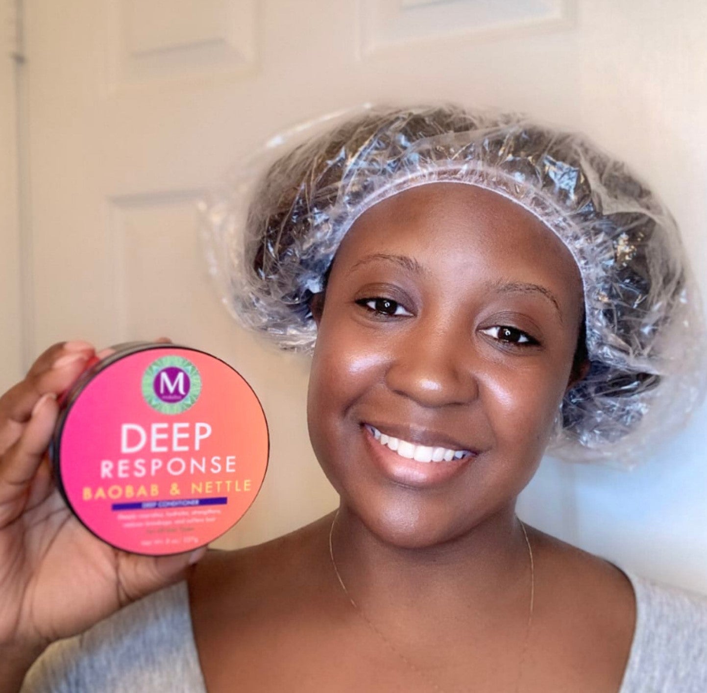 Makeba Deep Response Deep Conditioner with African American Female Model